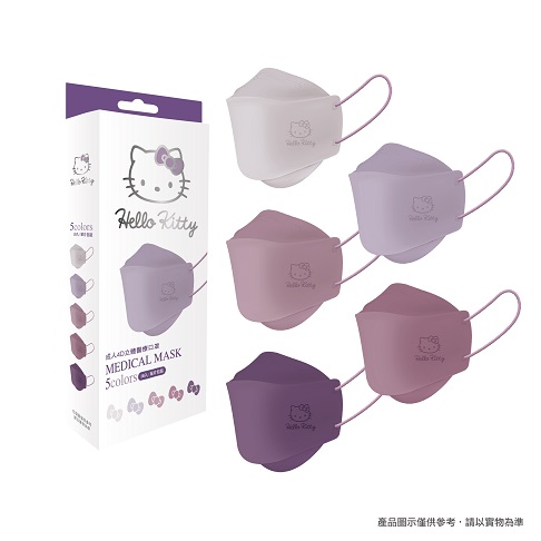 台歐x三麗鷗 成人4D立體醫療口罩-Hello Kitty漸層紫